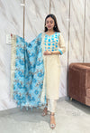 Khadi cotton embroidery suit sets-Buy1Get1