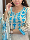 Khadi cotton embroidery suit sets-Buy1Get1