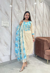 Khadi cotton embroidery suit sets-Buy1Get1