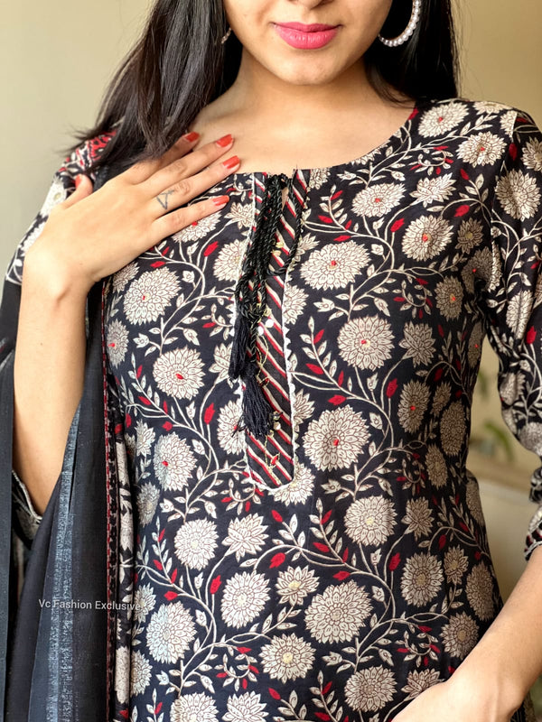 Muslin black soft kurta set-BUY1GET1