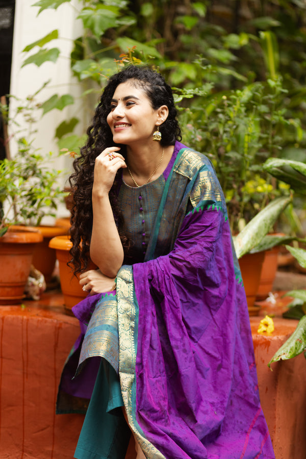 Varsha Sutra kanchi pattu cotton Suit Set- pure pattu with lining
