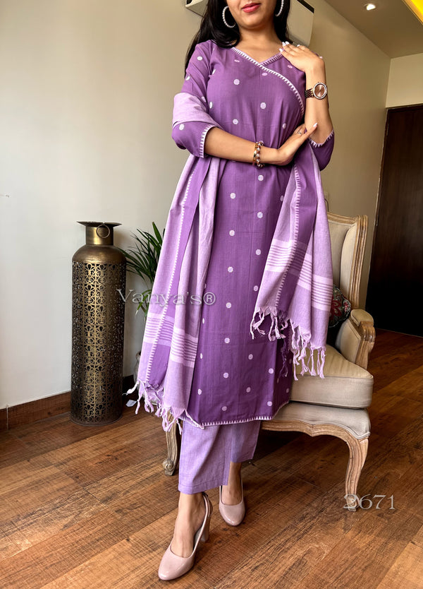 Polka pattu pure south handloom cotton suit sets