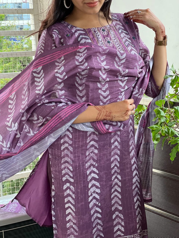 Wine self silk suit sets