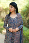 Manjiri Ajrak Cotton Anarkali Suit Sets- Blue
