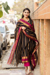 Veldhaari Pattu South Cotton – Midnight Gold Elegance
