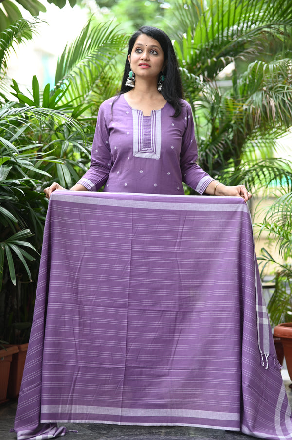 Lavender Pattu Handloom South Cotton weaving Suit sets