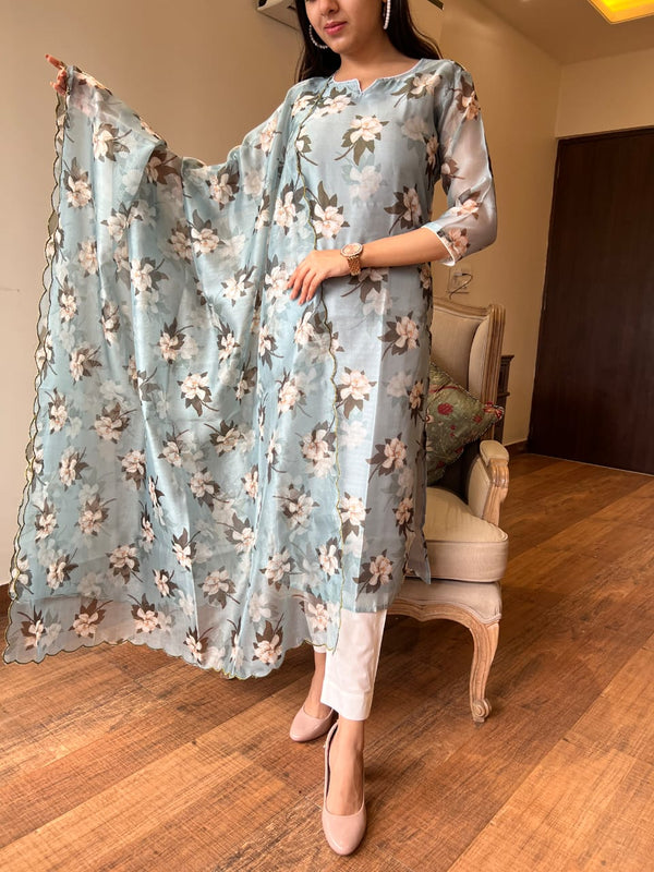 Sea Blue chanderi suit sets