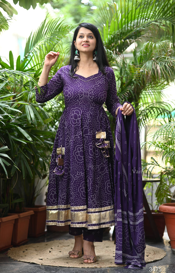 💛 💜 SharanyaDrape Yourself in Sunshine with this Flowing Anarkali Elegance 💛💜