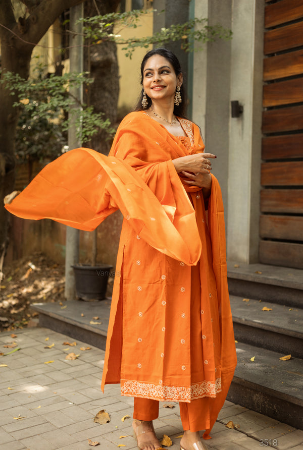Saanjh Pure Cotton Embroidery Suit Sets- Two colours