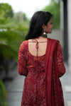 Savitri Red Bandhani Cotton Anarkali Suit Sets