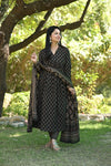 Mehnisha Alia black Ajrak Anarkali Suit Sets