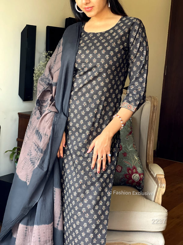 Brown bagru cotton suit sets