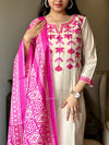 Khadi cotton embroidery suit sets-Buy1Get1 pink