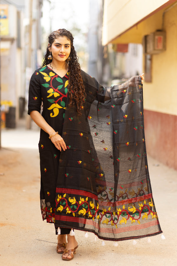 Black Jamdani Cotton Suit Sets