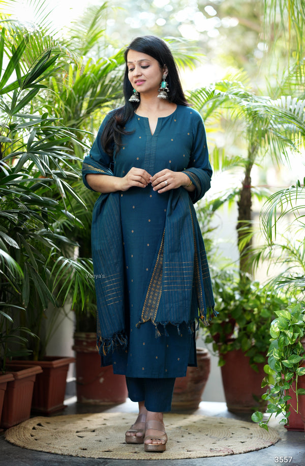 Vanaja Chettinad Handloom zari work Suit sets-Two Colour