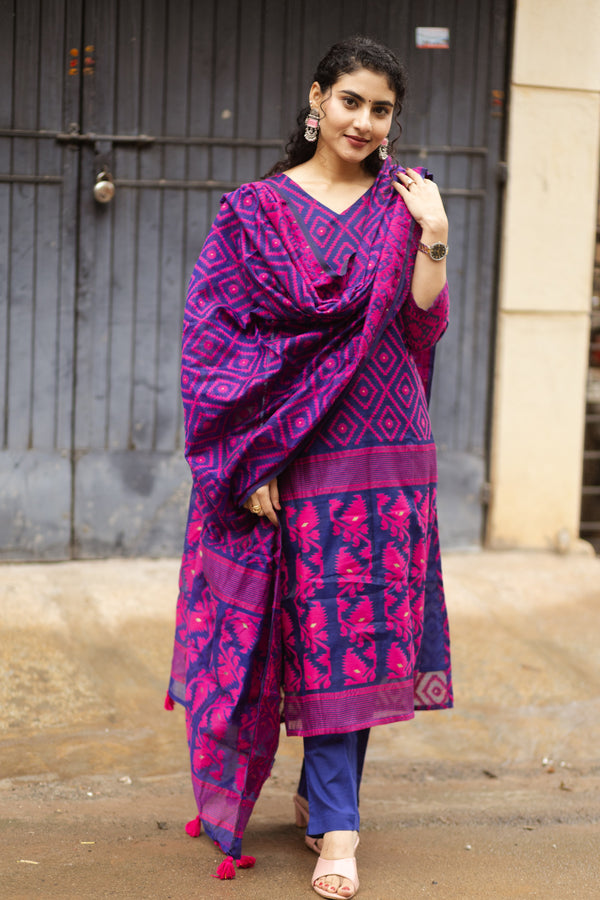 Neelambara Raga Jamdani Suit Set