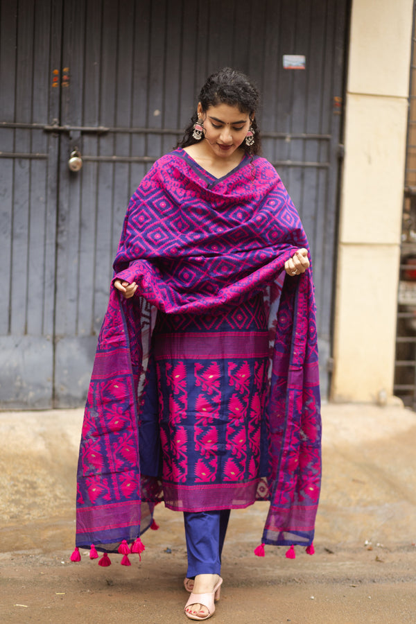 Neelambara Raga Jamdani Suit Set