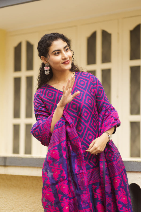 Neelambara Raga Jamdani Suit Set