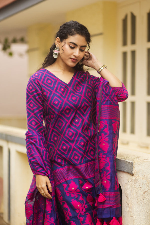 Neelambara Raga Jamdani Suit Set