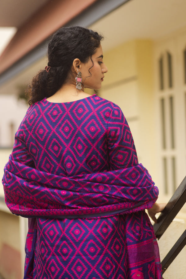 Neelambara Raga Jamdani Suit Set