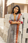 🌟Viraaya – Grey Pattu Cotton Kurta Set-with lining