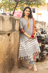 🌟Viraaya – Grey Pattu Cotton Kurta Set-with lining