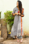 🌟Viraaya – Grey Pattu Cotton Kurta Set-with lining