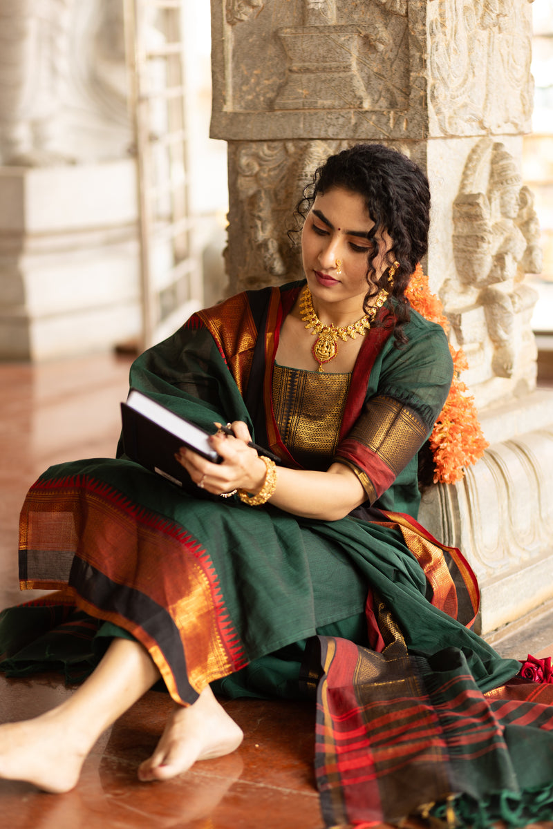 Regal Emerald Kanchi Pattu cotton with Lining