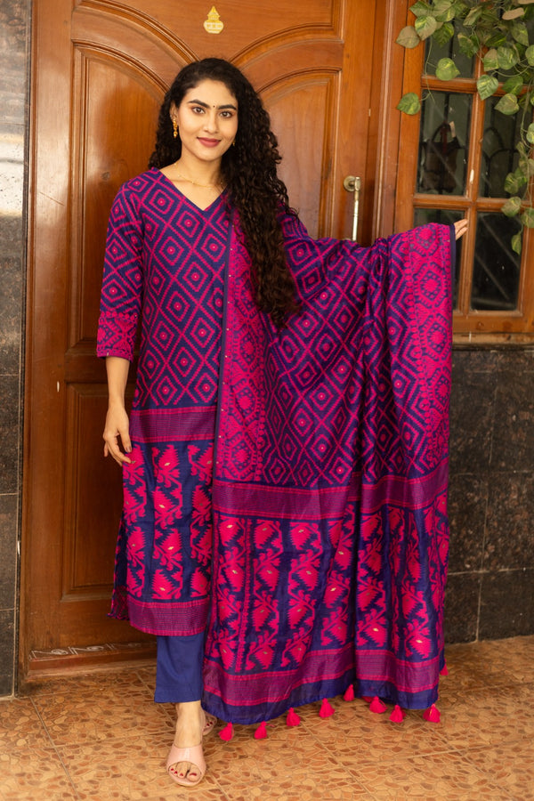 Neelambara Raga Jamdani Suit Set