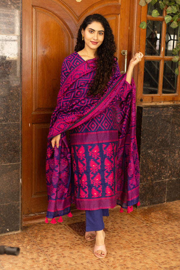 Neelambara Raga Jamdani Suit Set
