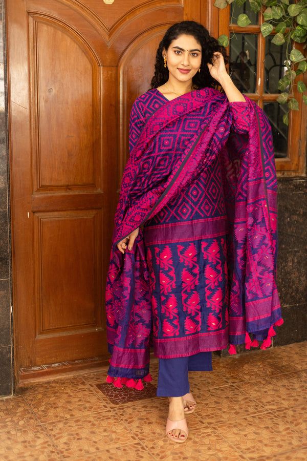 Neelambara Raga Jamdani Suit Set