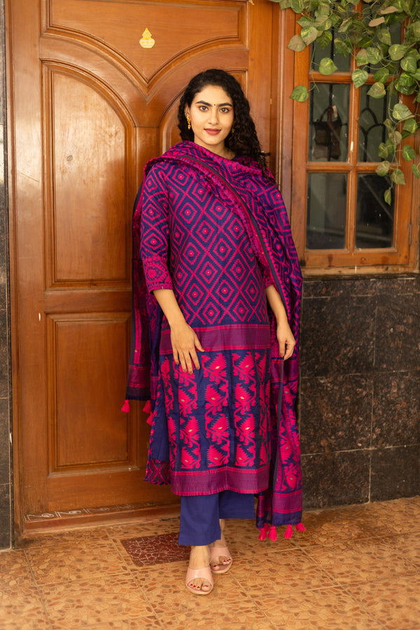 Neelambara Raga Jamdani Suit Set
