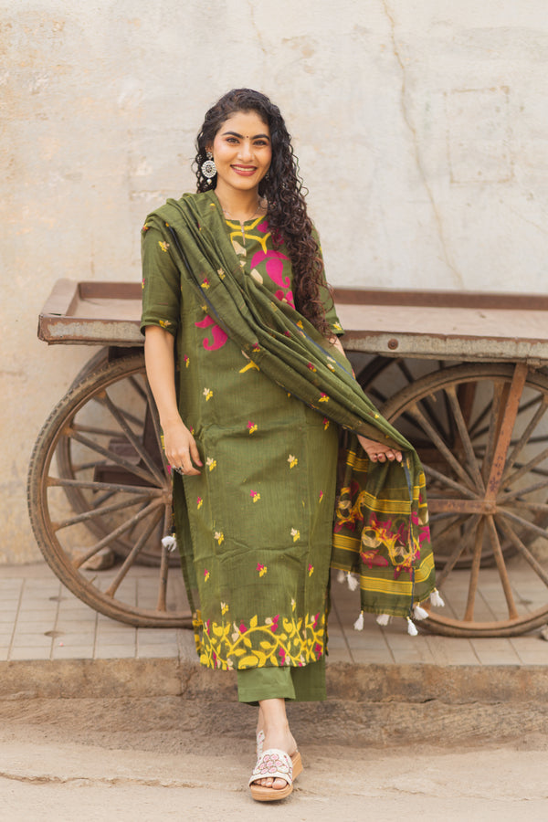 Oindrila Cotton Jamdani Suit Set
