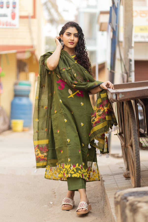 Oindrila Cotton Jamdani Suit Set