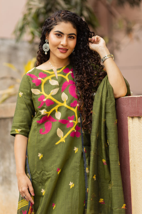 Oindrila Cotton Jamdani Suit Set