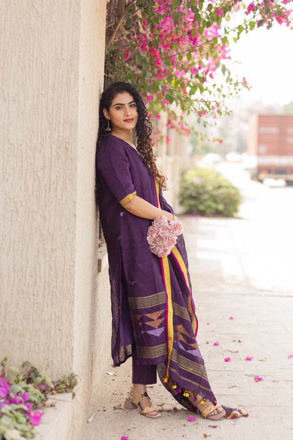 Mayurakshi Premium Pure Linen Jamdani Suit Set ✨