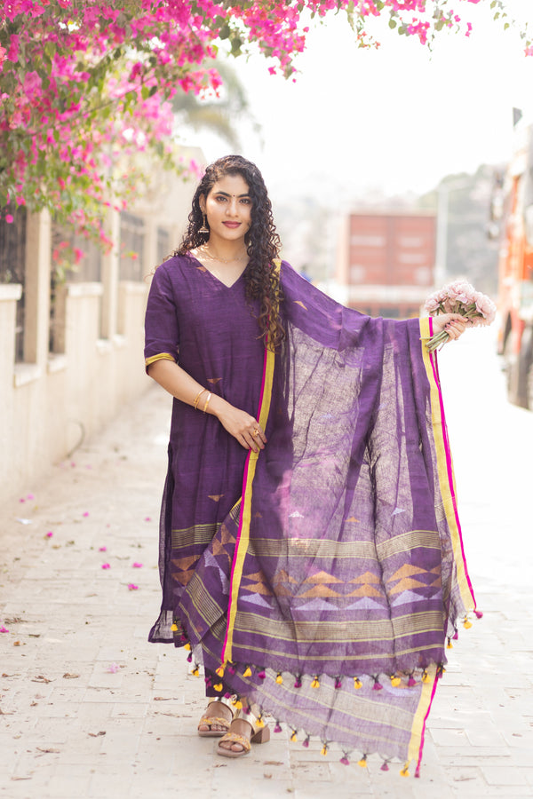Mayurakshi Premium Pure Linen Jamdani Suit Set ✨