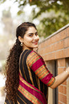 Veldhaari Pattu South Cotton – Midnight Gold Elegance
