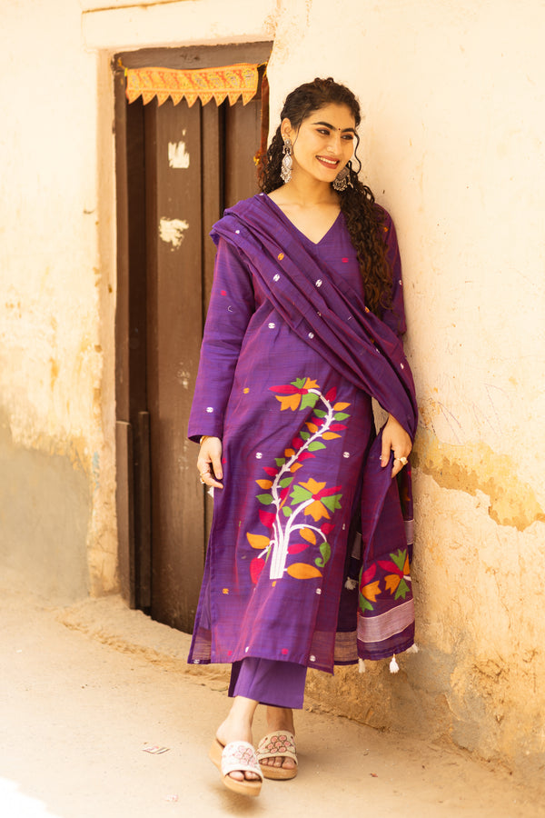 Rupkatha Silk Jamdani Suit Set