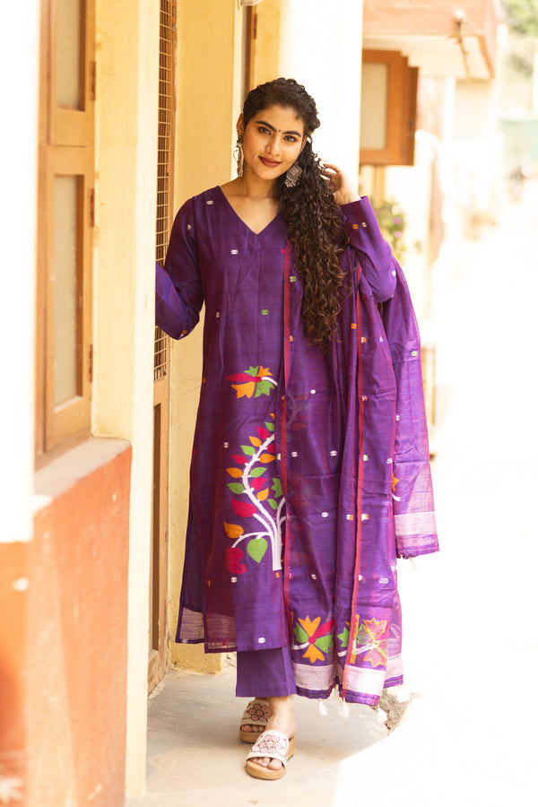 Rupkatha Silk Jamdani Suit Set