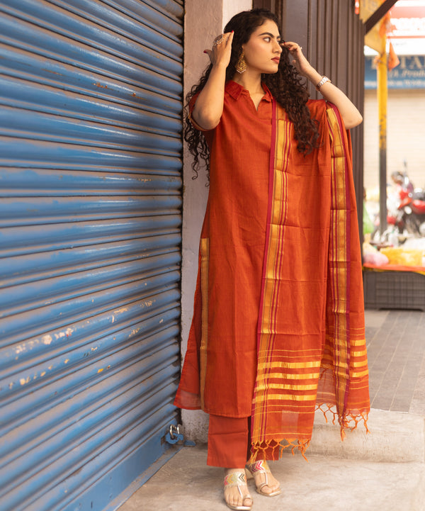 Rust Aura – Narayanpeth Cotton Suit Set