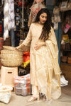 Sheen – Cream Gold Cotton Silk Suit Set