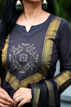 Manglagiri kollam south cotton black suit with lining