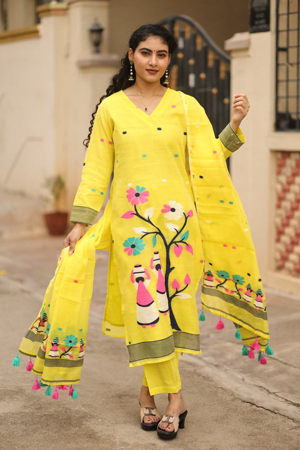 Suranjana Cotton Jamdani Suit Set with lining