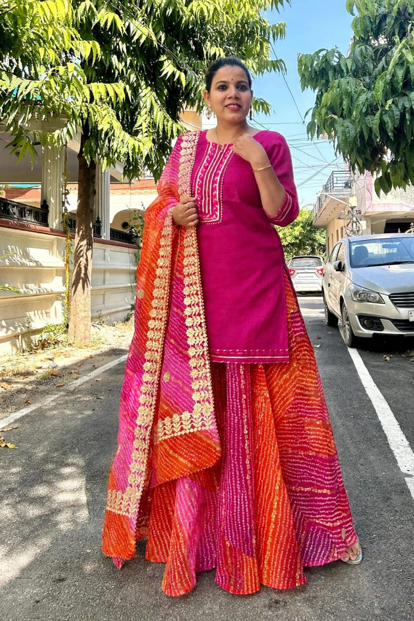 Gulabi Leher -Kota Doria Gotta Patti Skirt Sets-Festive & Wedding
