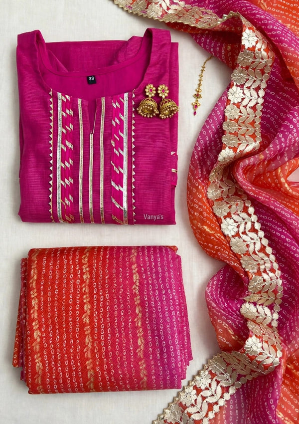 Gulabi Leher -Kota Doria Gotta Patti Skirt Sets-Festive & Wedding