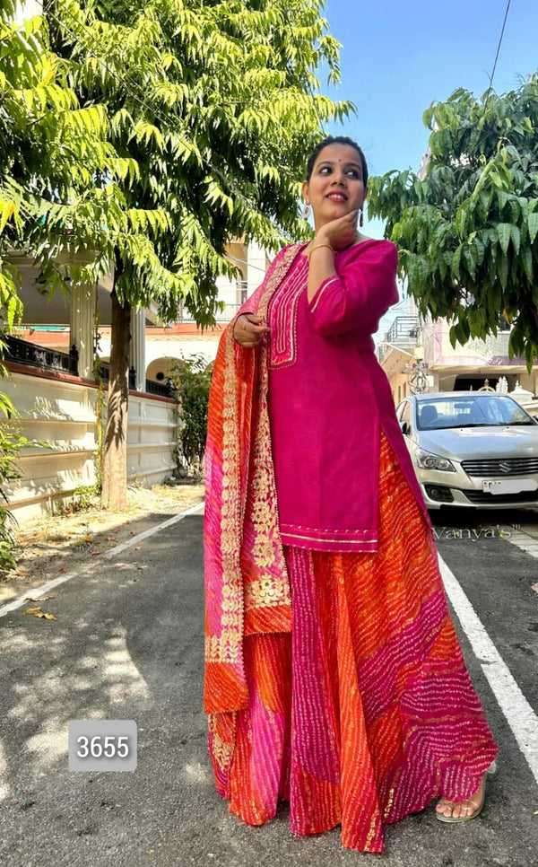Gulabi Leher -Kota Doria Gotta Patti Skirt Sets-Festive & Wedding