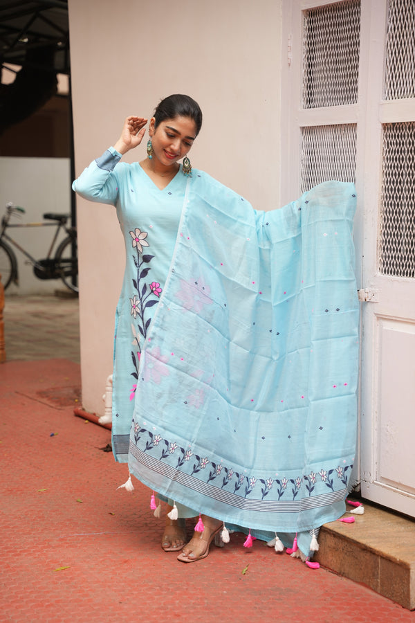 Nilanjana Cotton Jamdani Suit Set