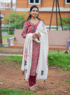 Chandrika Red Applique Ajrak Kurta Set