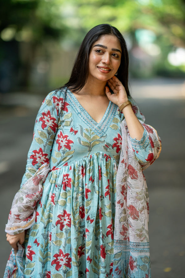 Mahira Handblock Alia Anarkali Set